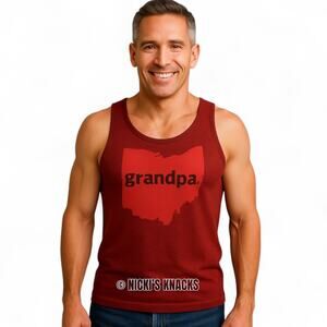 Leisure Lounge Grandpa Ohio Tank Top Red Mens Funny Graphic Gift Size M